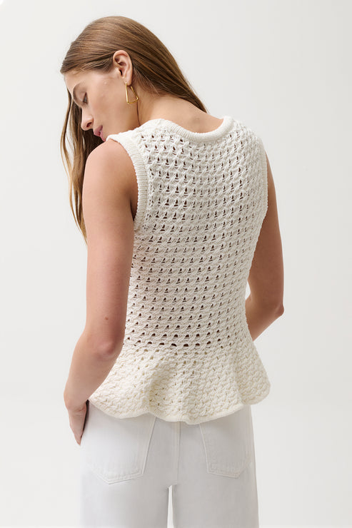 PISTOLA Anna Peplum Openwork Sweater - Adorn