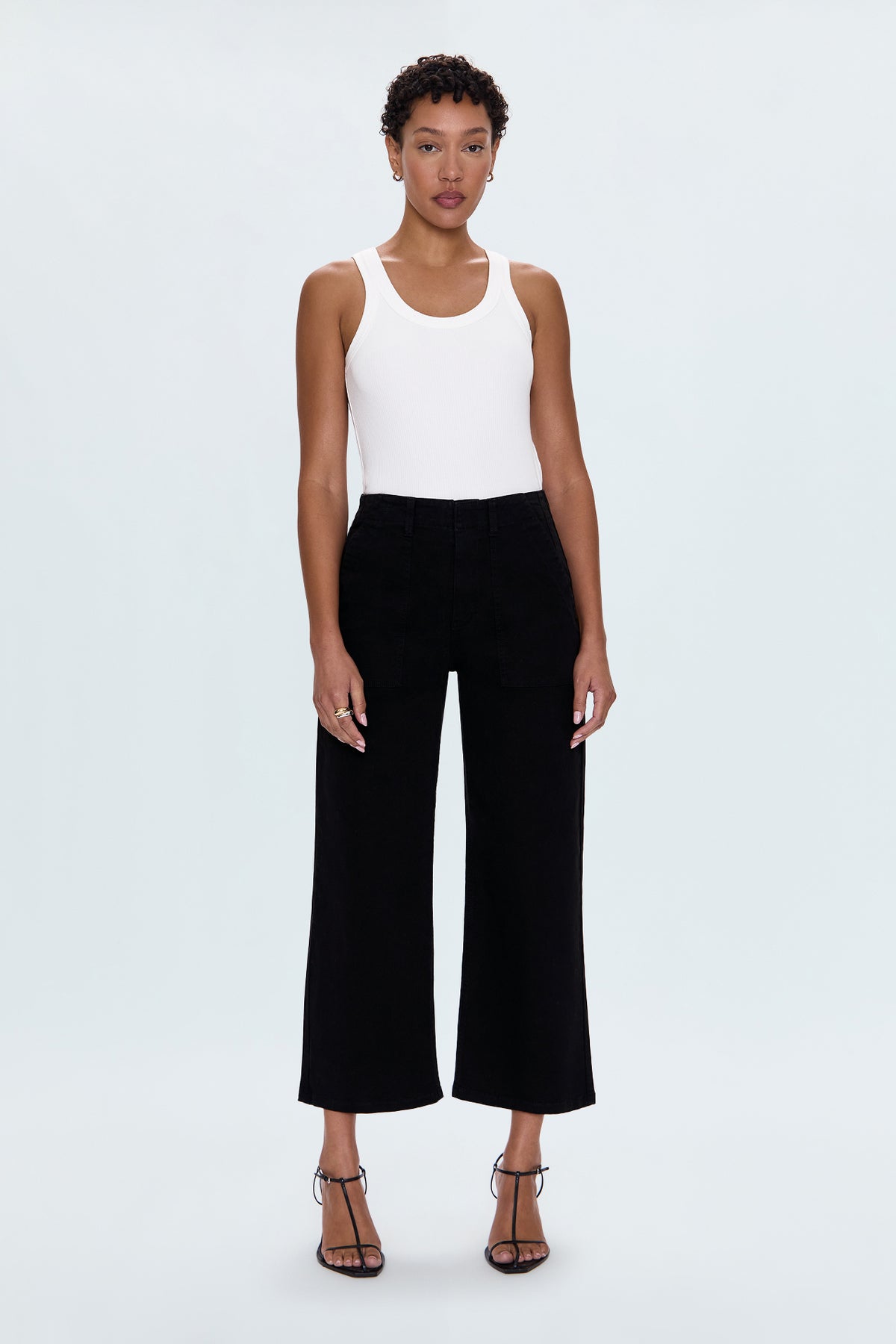 PISTOLA Sophia Wide Leg Utility Ankle in Black