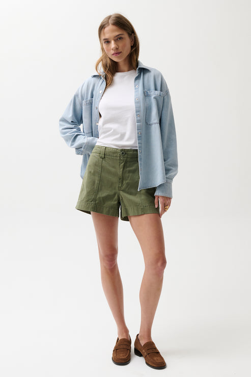 PISTOLA Mason Relaxed Utility Short Rigid Cotton Twill in Meadow