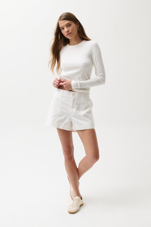 PISTOLA Mason Relaxed Utility Short Rigid Cotton Twill in White