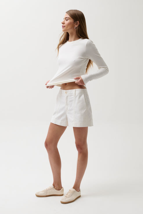 PISTOLA Mason Relaxed Utility Short Rigid Cotton Twill in White
