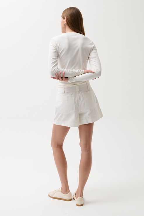 PISTOLA Mason Relaxed Utility Short Rigid Cotton Twill in White