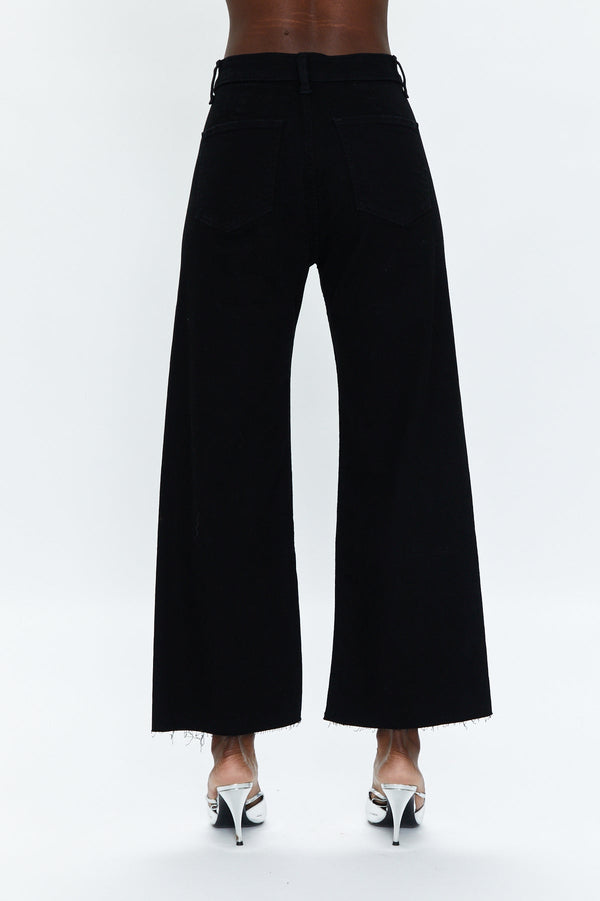 PISTOLA Penny High Rise Wide Leg Crop in Black - Adorn