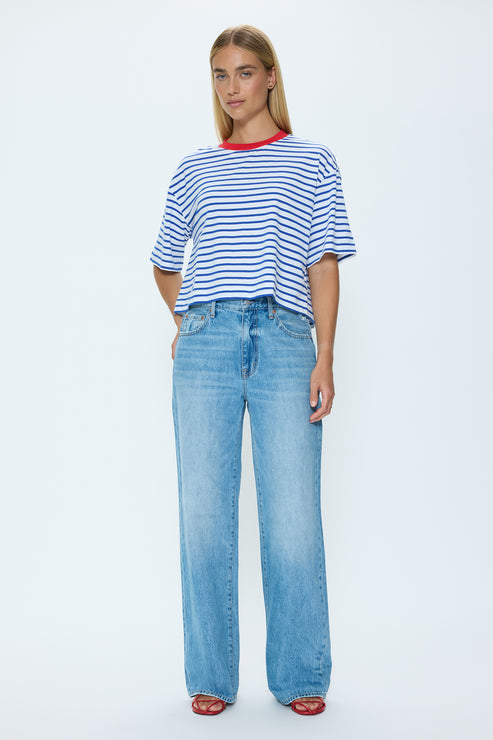 PISTOLA Mae Cropped Tee Striped Maritime