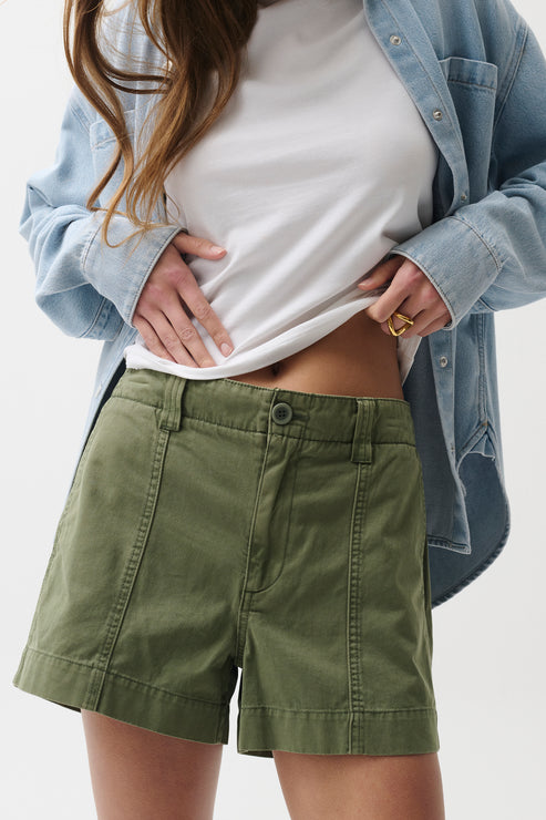 PISTOLA Mason Relaxed Utility Short Rigid Cotton Twill in Meadow