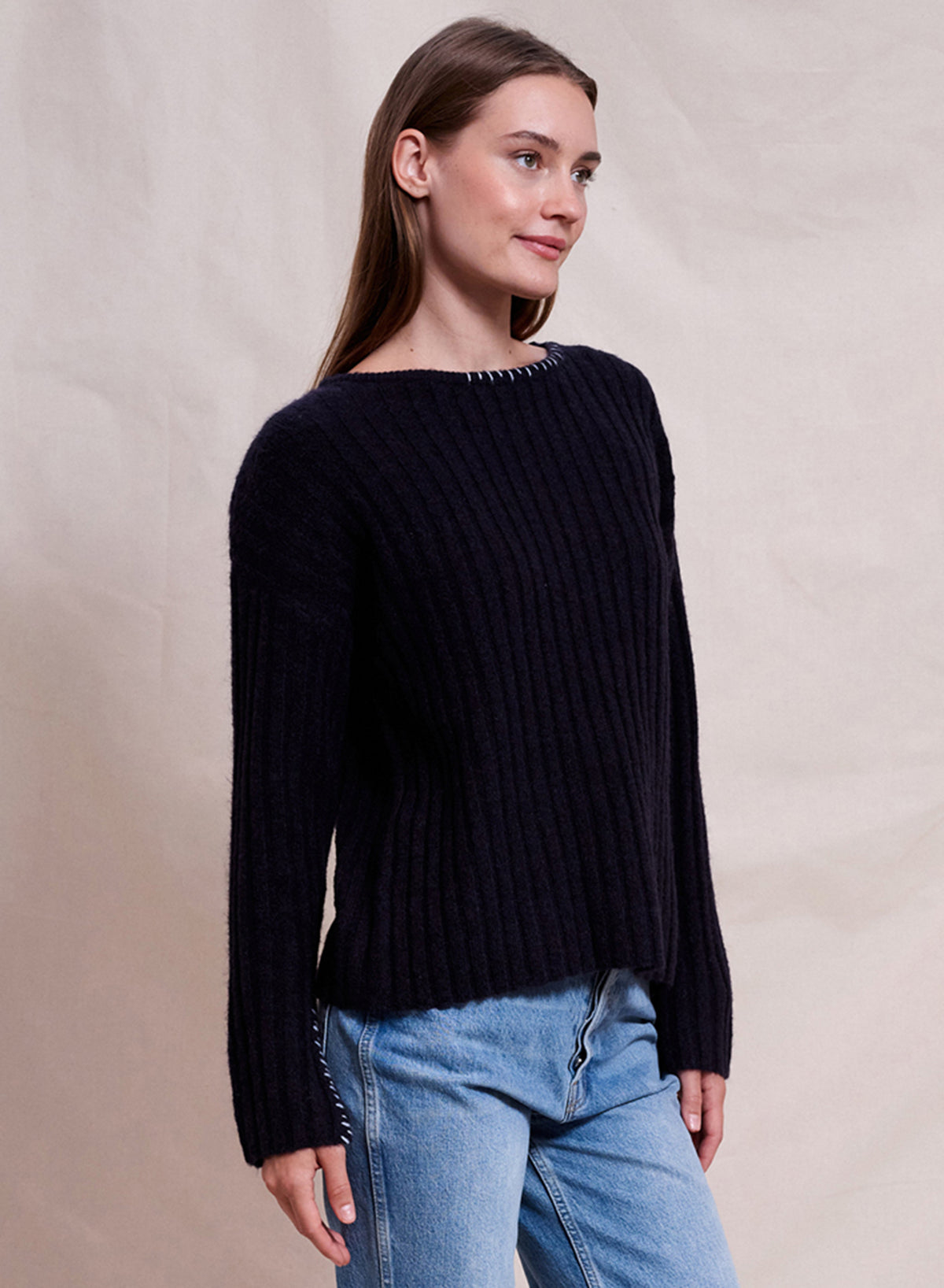 Sundry Ribbed Boat Neck