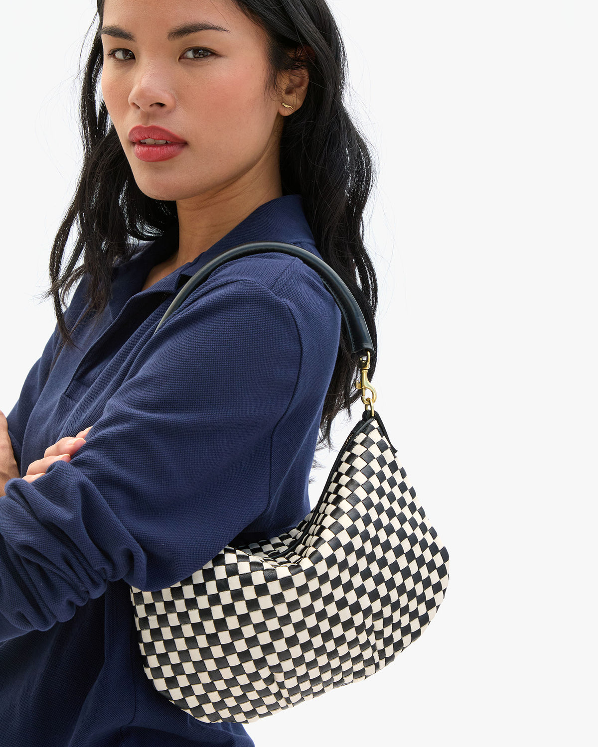 Clare V. Petit Moyen Messenger - Black/Cream