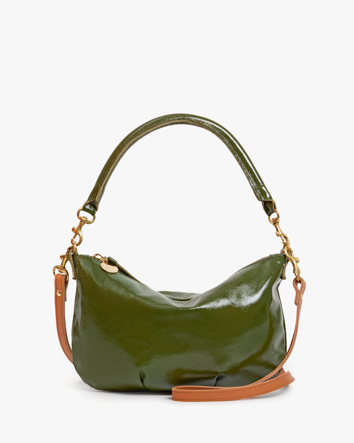 Clare V. Petit Moyen Messenger - Crinkle Patent in Army
