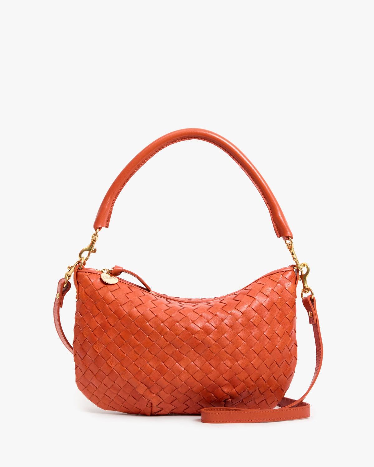 Clare V. Petit Moyen Messenger - Medium Woven Diagonal - Saltillo