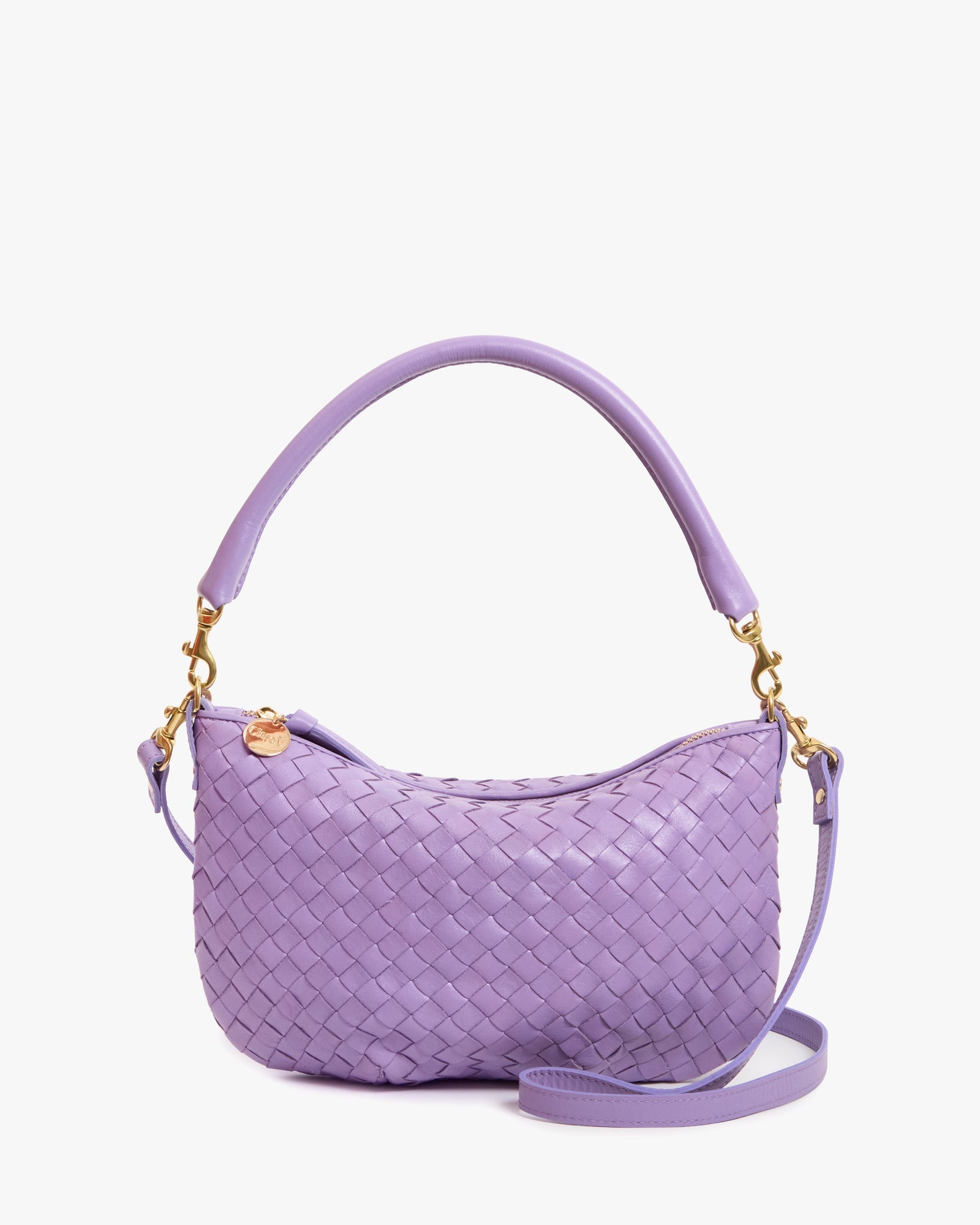 Clare V. Petit Moyen Messenger - Medium Woven Diagonal - Jacaranda