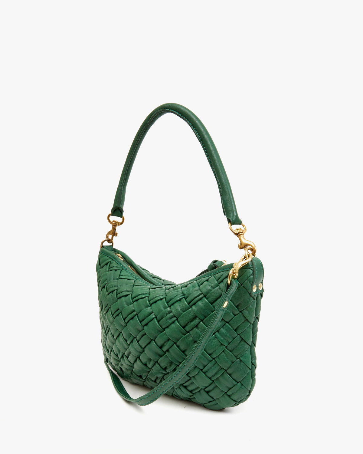 Clare V. Petit Moyen Fern Puffy Woven Nappa Messenger