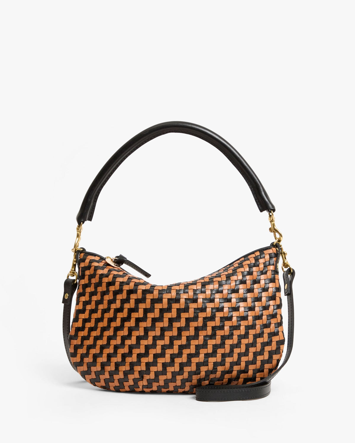 Clare V. Petit Moyen Messenger - Woven Zig Zag