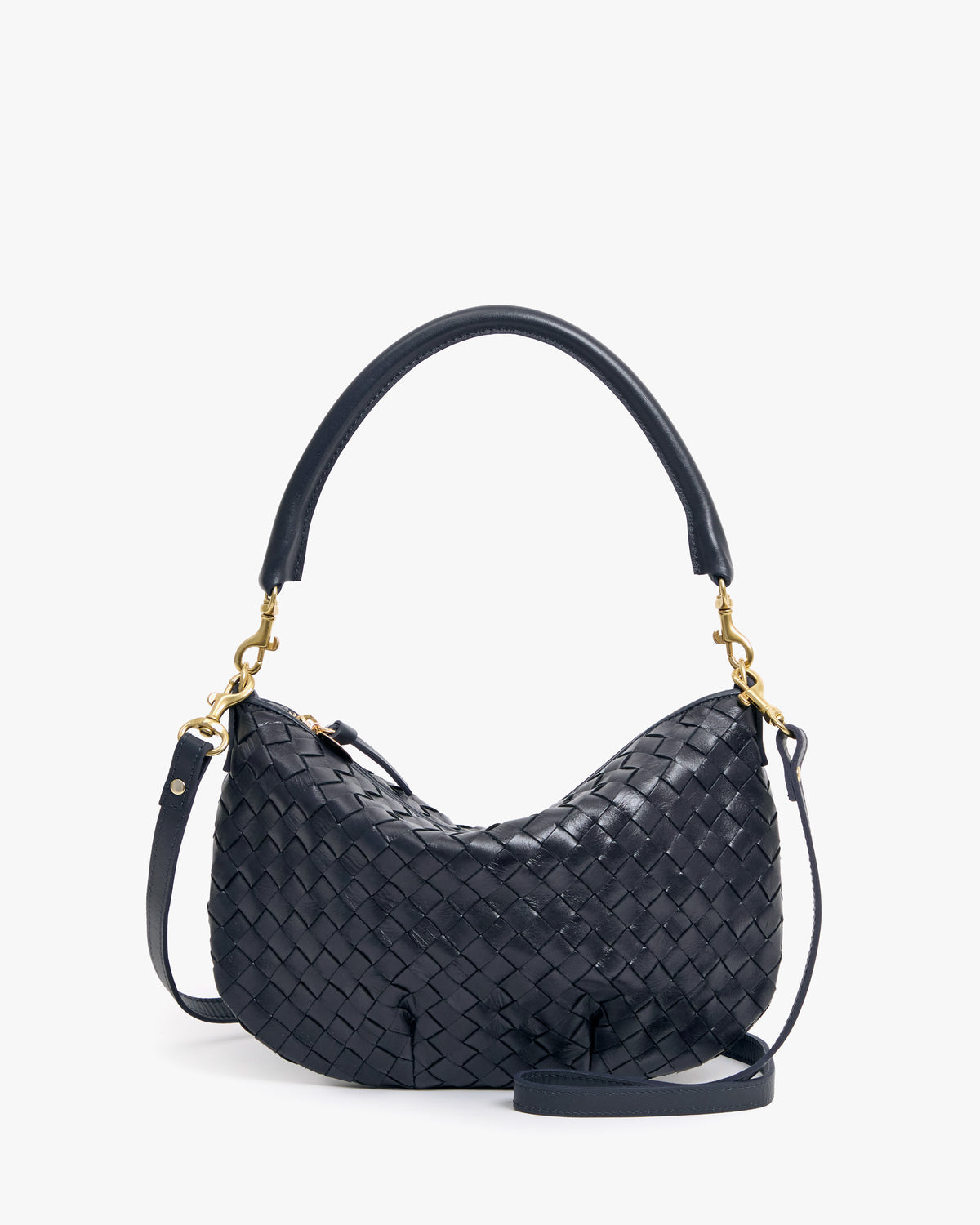 Clare V. Petit Moyen Messenger - Medium Woven Diagonal - Twilight