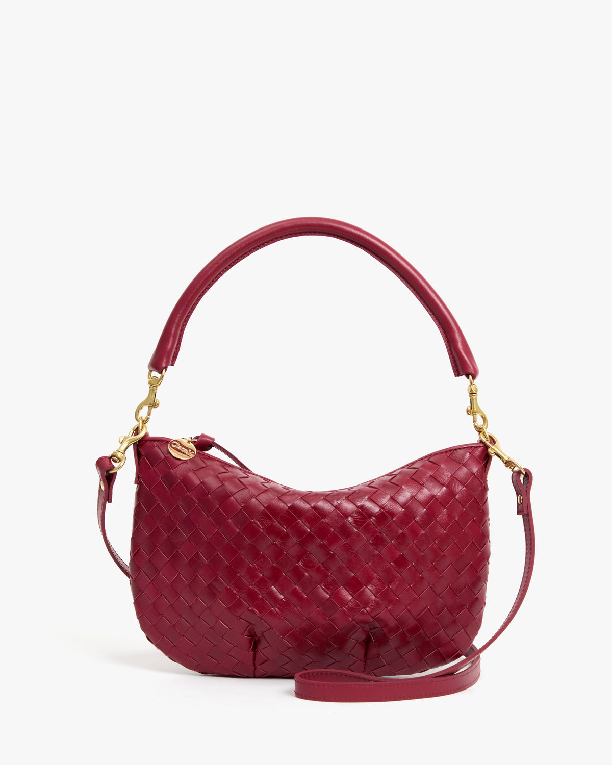 Clare V. Petit Moyen Messenger - Medium Woven Diagonal - Garnet