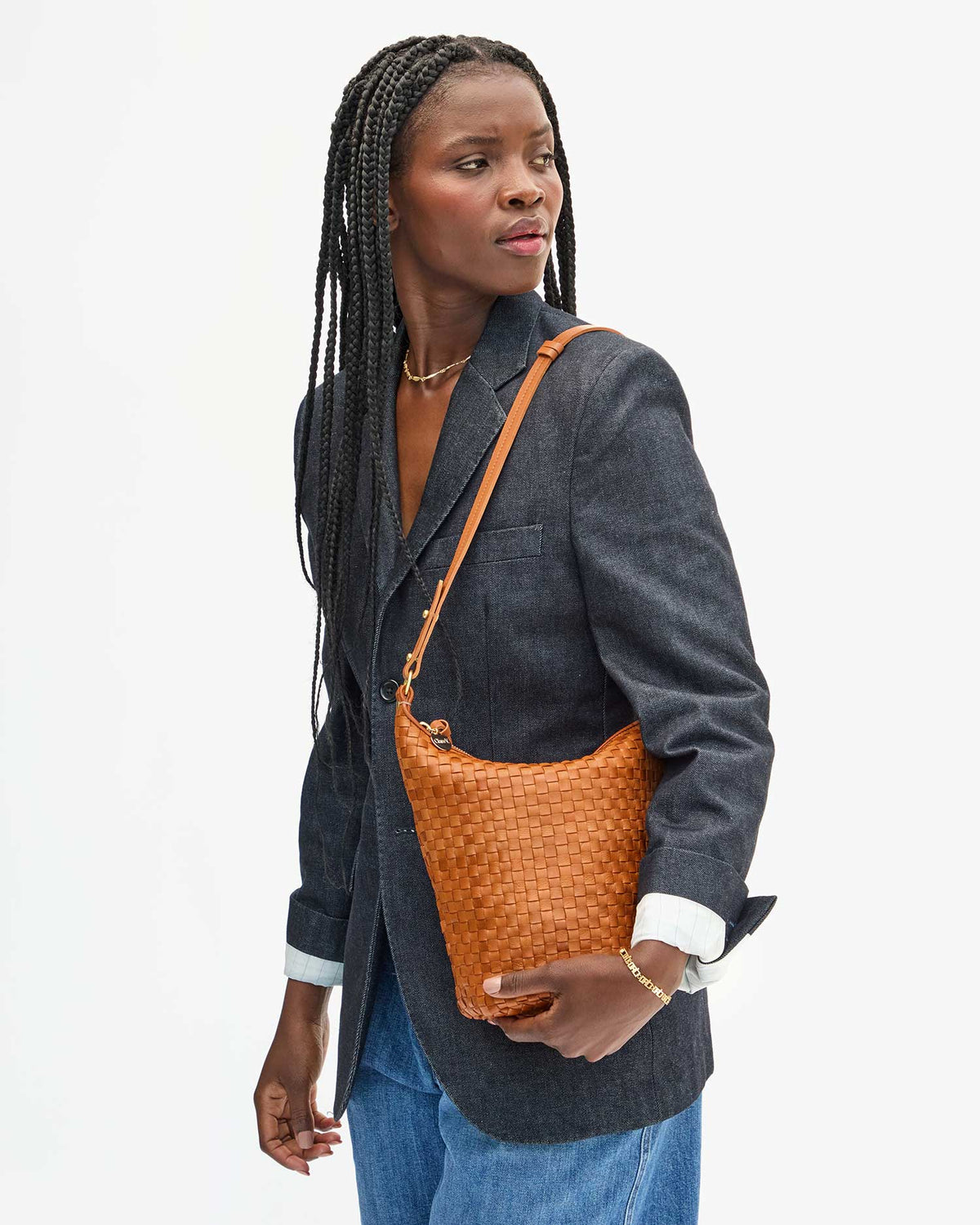 Clare V. Petit Jeanne in Natural Woven Checker