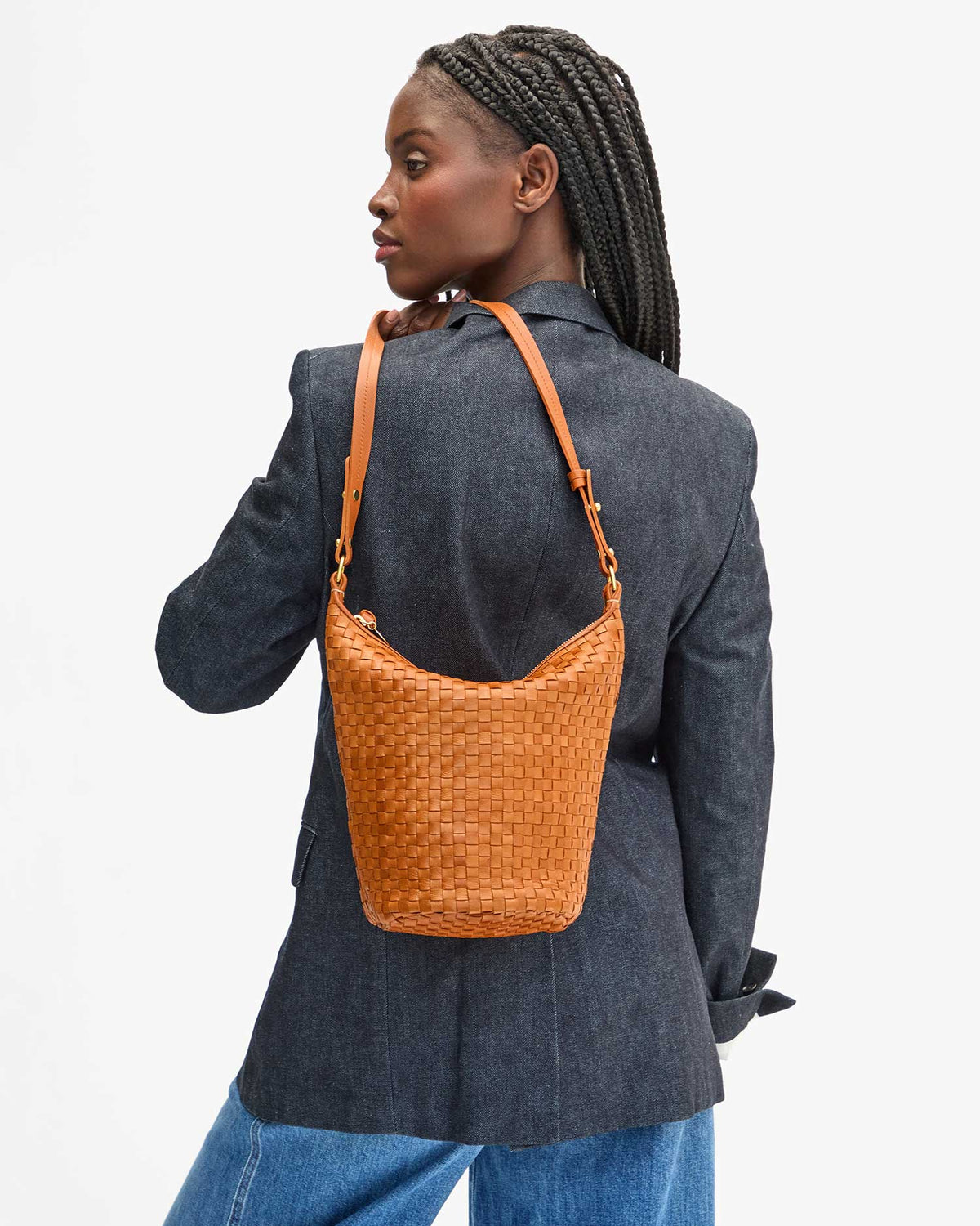 Clare V. Petit Jeanne in Natural Woven Checker