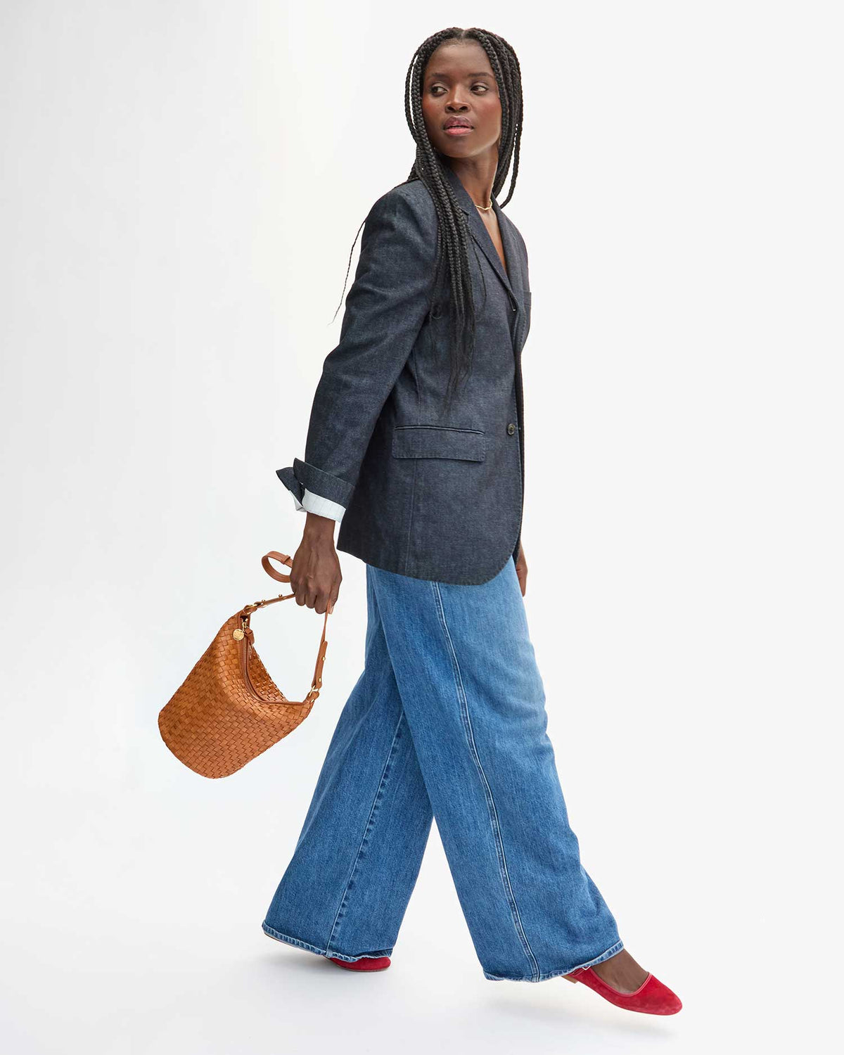 Clare V. Petit Jeanne in Natural Woven Checker