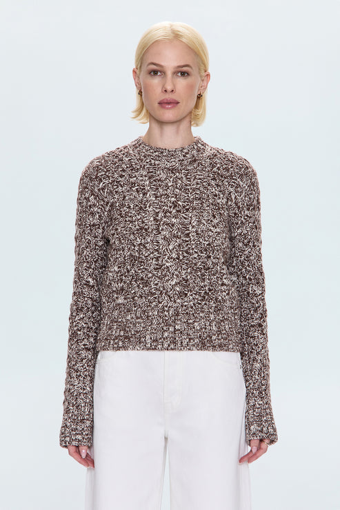 PISTOLA Quinn Sweater Cable Knit Sweater Chocolate marl
