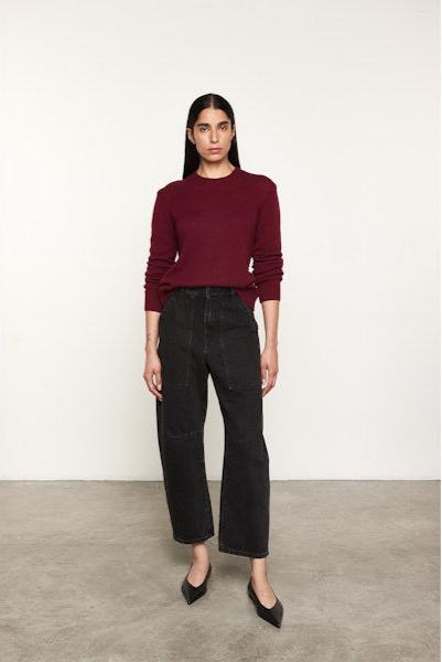 Enza Costa Cashmere Easy L/S Crew Burgundy