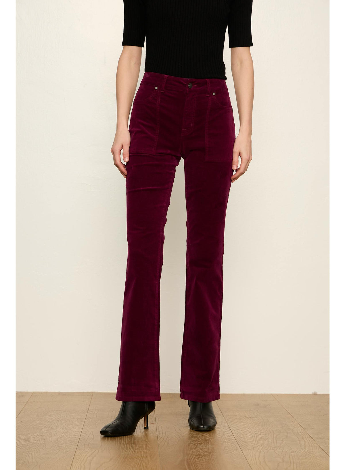 Sanctuary Play Date Velveteen Bootcut in Bordeaux