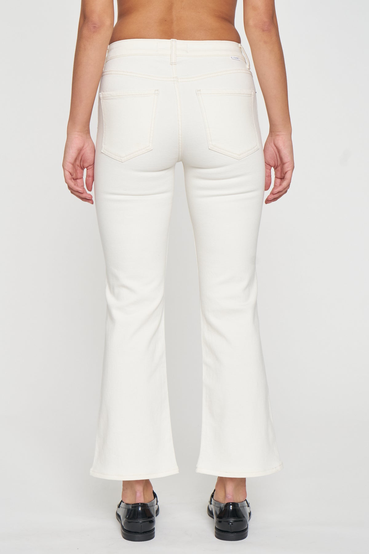 Daze Denim The Runaway Low Rise Crop Flare in Cream