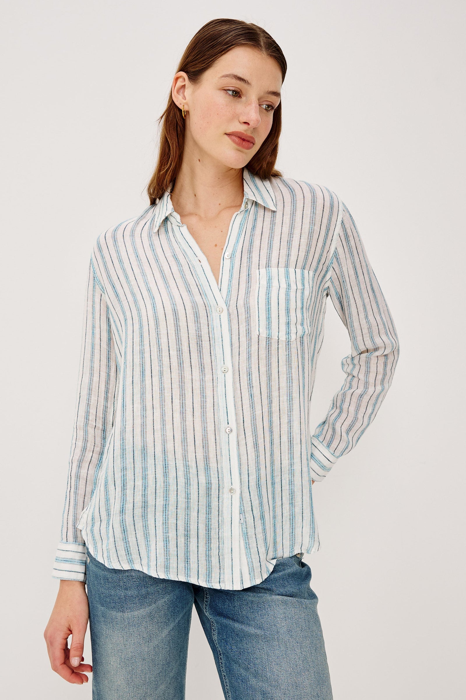 Rails Charli Button Down in Windward Stripe