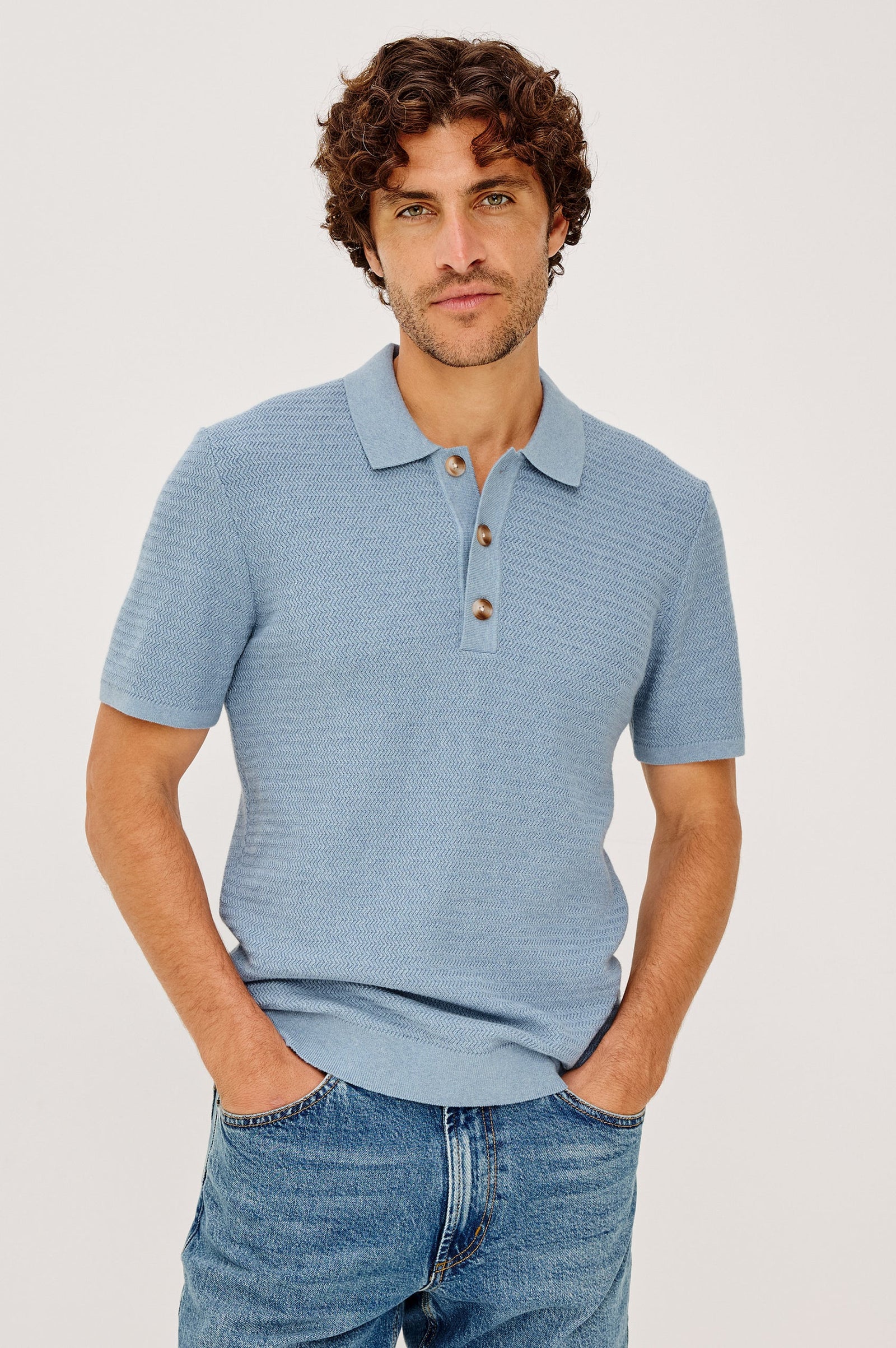 Rails Nathan Polo in Blue Sky Heather
