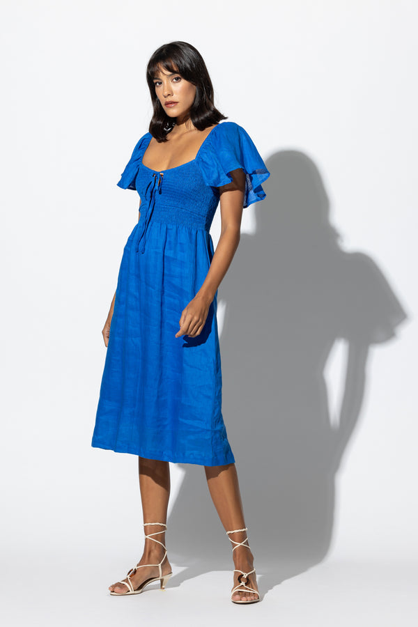 LUSANA Eddie Dress Cobalt