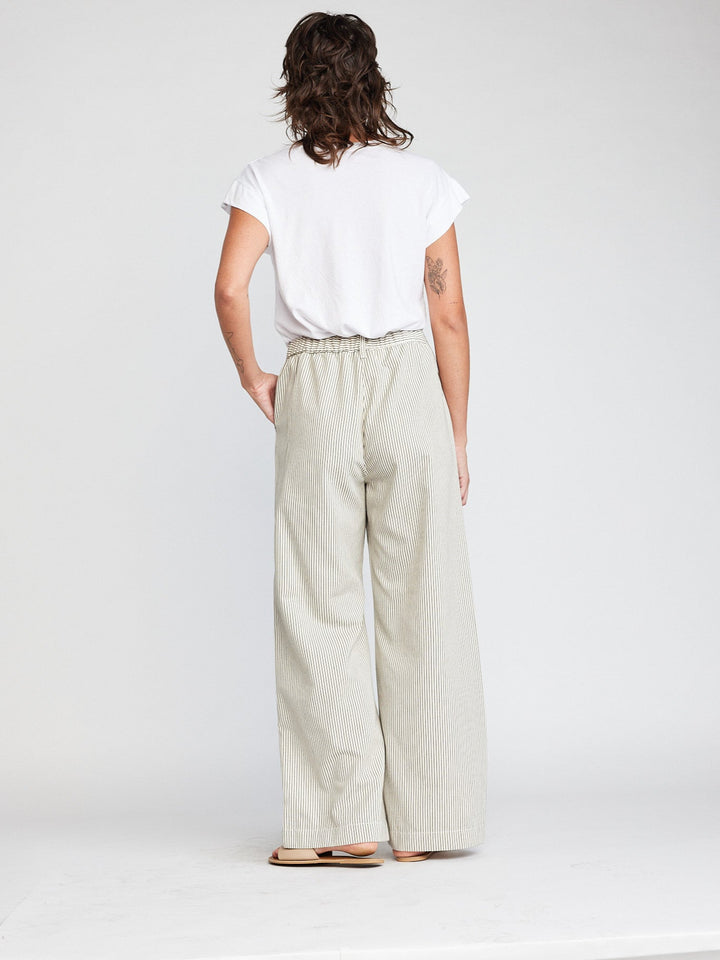 Self Contrast Caroline Pants in Kelp Stripes