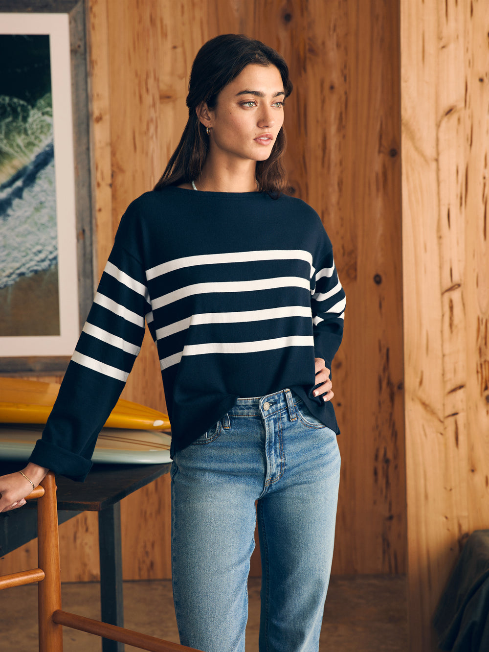 Faherty Sport Jersey LS Tee Cape May Stripe