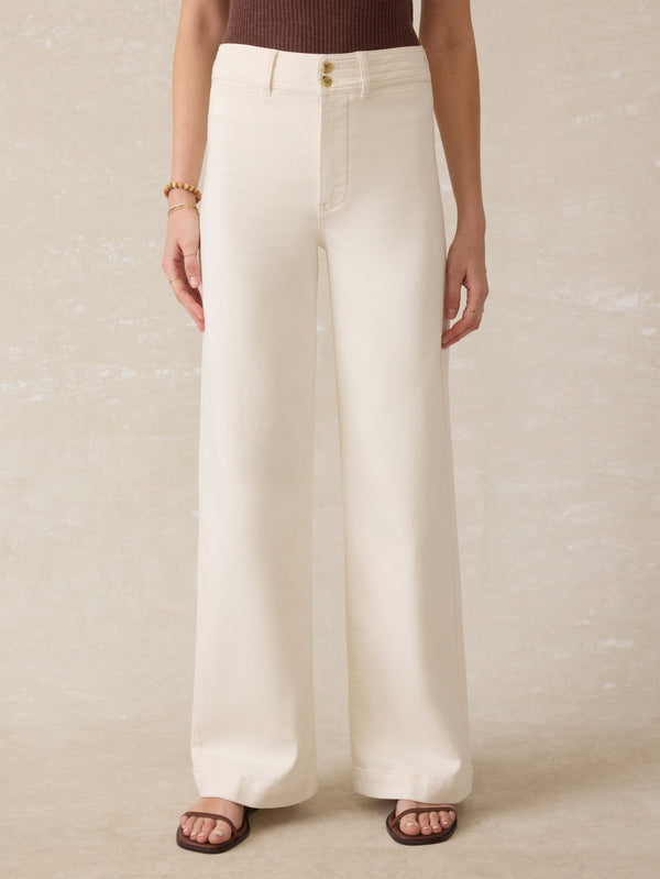 Faherty Stretch Terry Harbor Pant in Egret