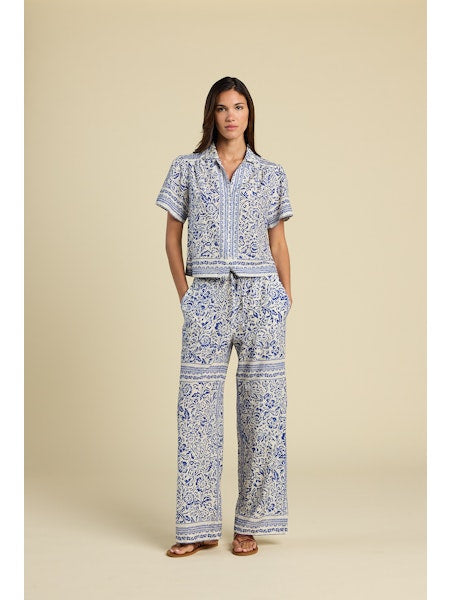 Birds of Paradis by Trovata Helene Blouse in Hydra Border