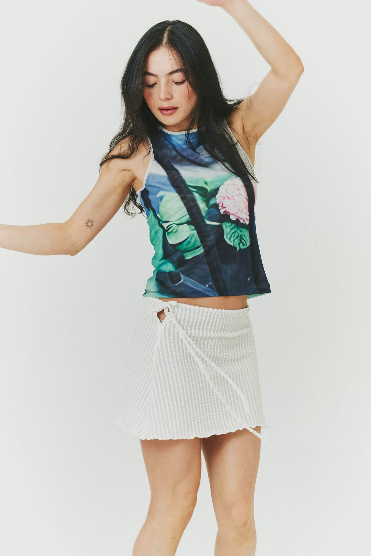 Find Me Now Addison Seersucker Mesh Skirt