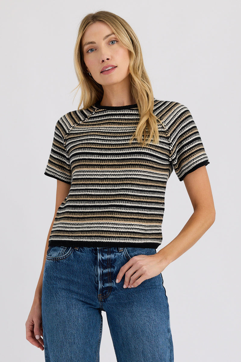 Stitches &amp; Stripes Maloney Tee in Black Combo