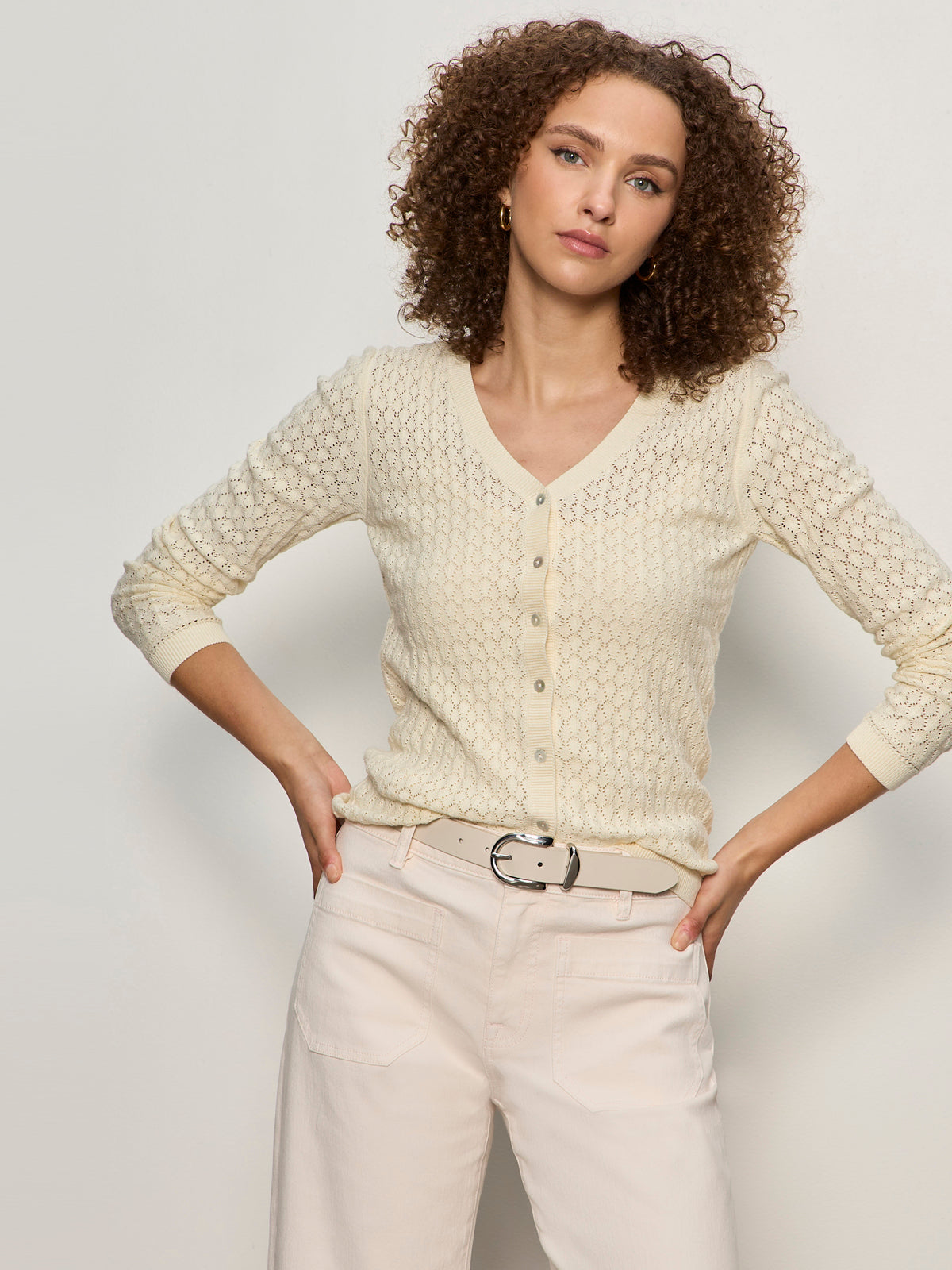 Sanctuary Everyday Pointelle Cardigan Collagen
