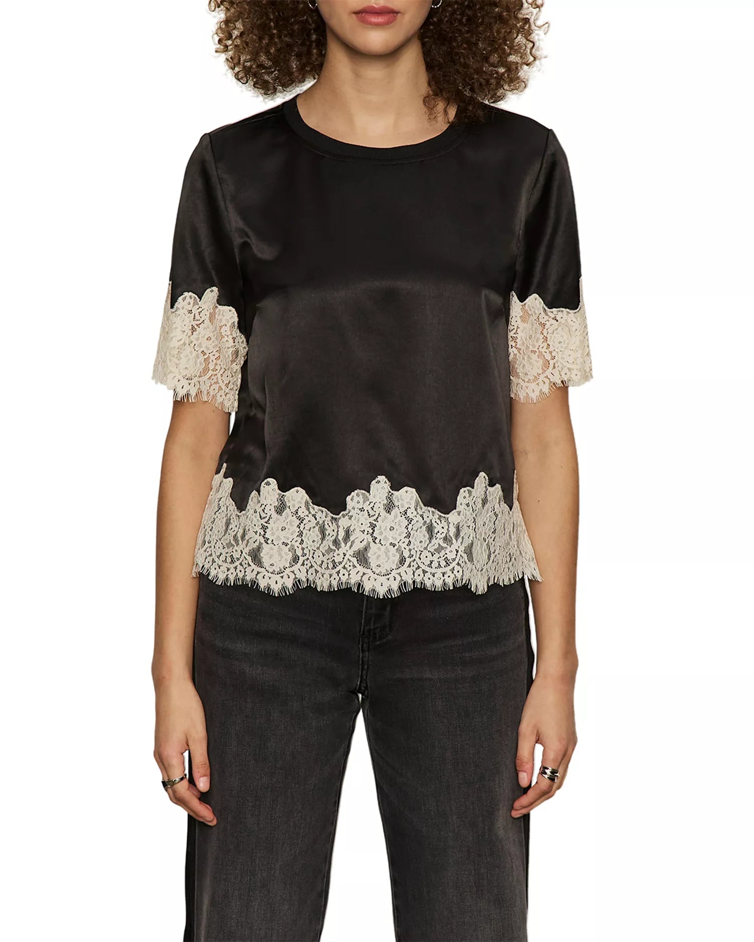 Sanctuary One Of A Kind Satin Lace Top