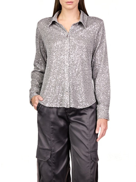 Sanctuary Radiant Sequin Shirt Gunmetal