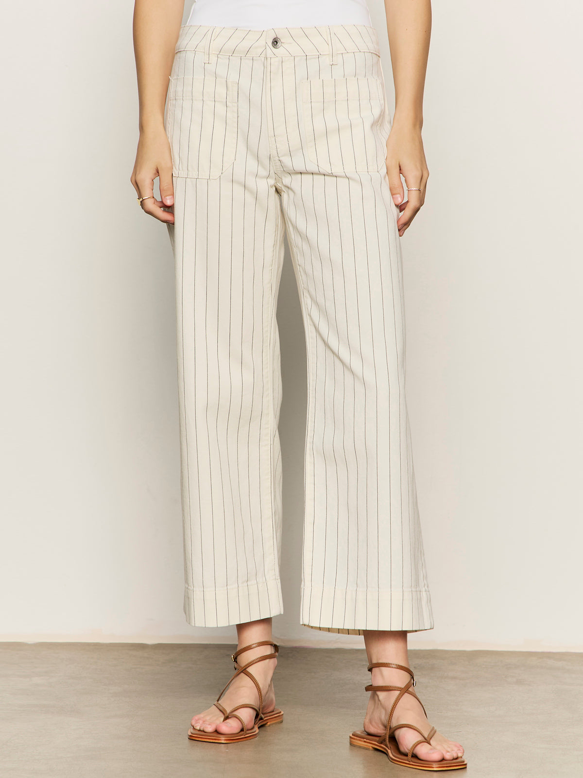Sanctuary The Marine Pant in Bleached White Pinstripe