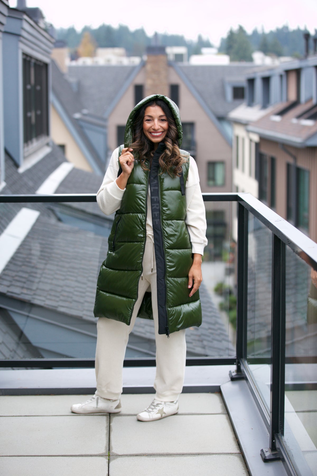 Save The Duck Iria Puffer Vest in Pine Green