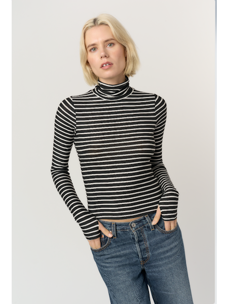 PROJECT SOCIAL T Lispon Striped LS Turtleneck - Adorn