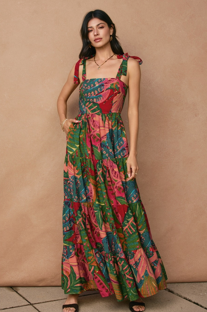 NYLAND Reign Maxi Tie Shoulder Dress