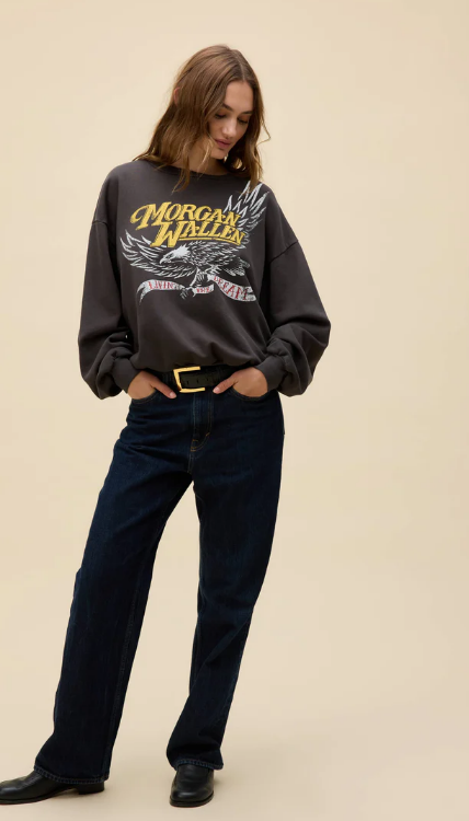 DAYDREAMER Morgan Wallen Classic Eagle Oversized Crew Sweatshirt