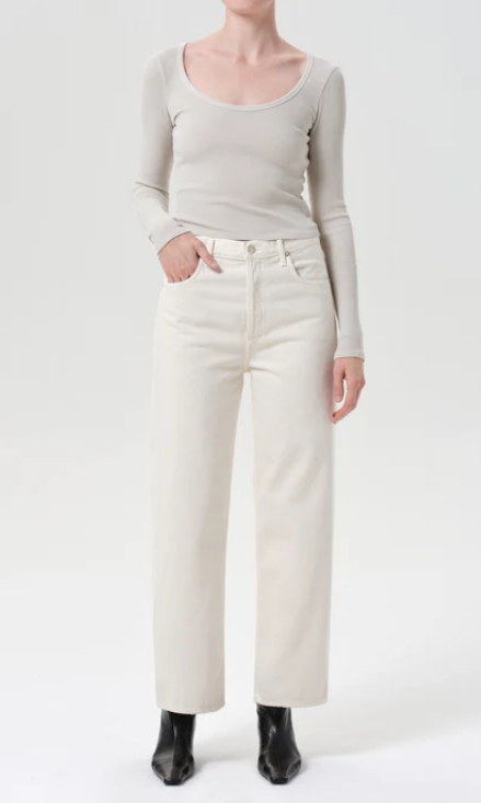 AGOLDE Ren High Rise Wide Leg in Brown Rice