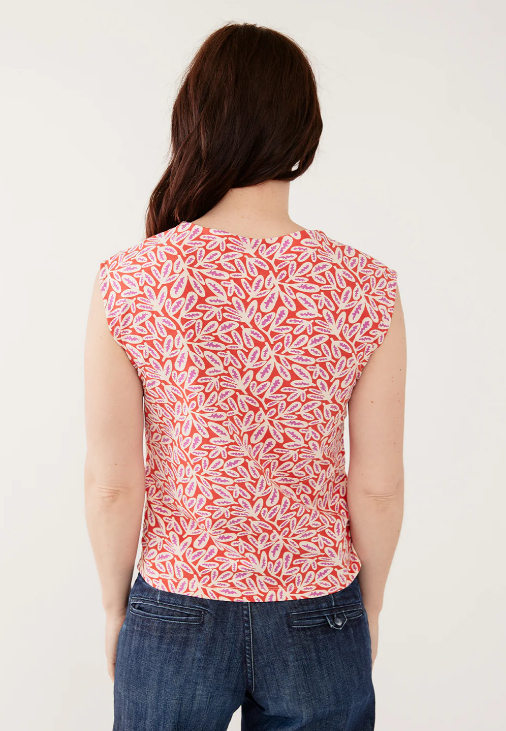 Mata Traders Ruched Top in Fern Beats Tangerine