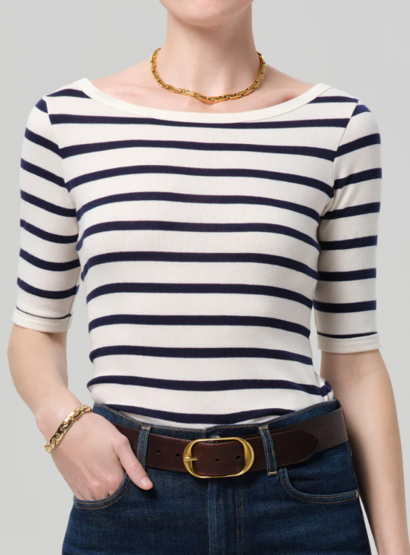 Citizens of Humanity 3/4 Sleeve Boat Neck Slim Tee
