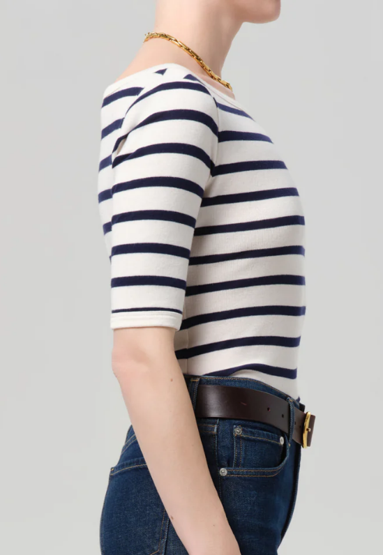 Citizens of Humanity 3/4 Sleeve Boat Neck Slim Tee