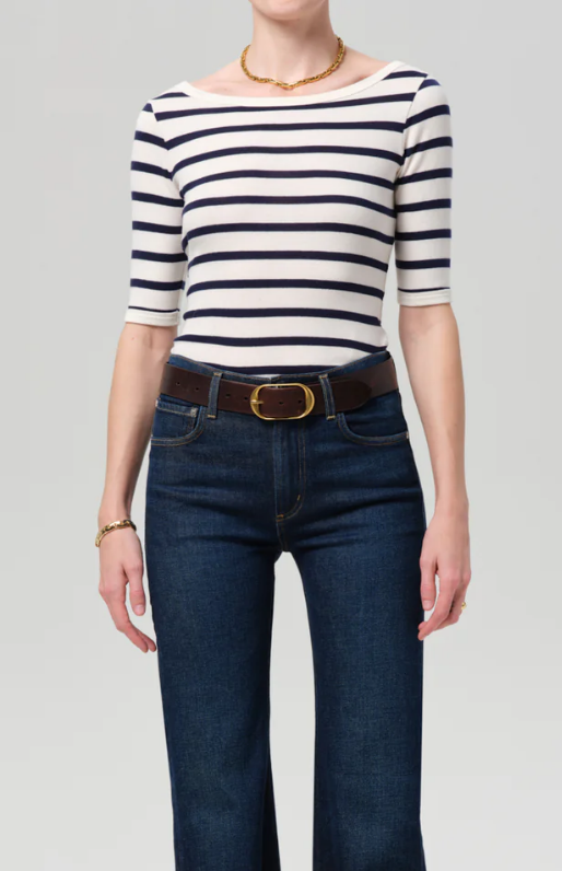 Citizens of Humanity 3/4 Sleeve Boat Neck Slim Tee