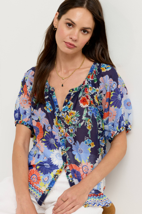 Johnny Was Collection Avah Button Down Shirt in Tiana