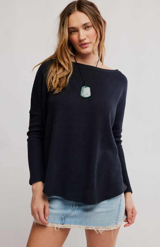Free People Latte Blues Thermal Solid