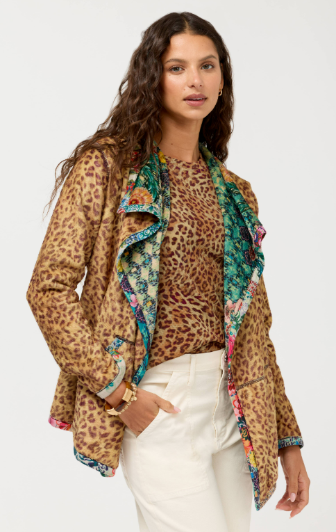 Johnny Was Collection Joan Wrap Binded Sherpa Jacket Reversible